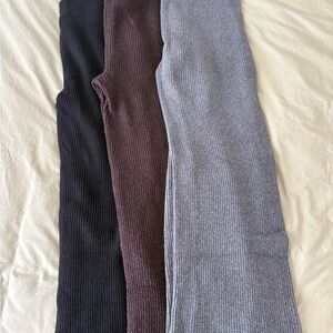 GAP Wide Leg Ribbed Knit Pants in Black, Brown, and Gray